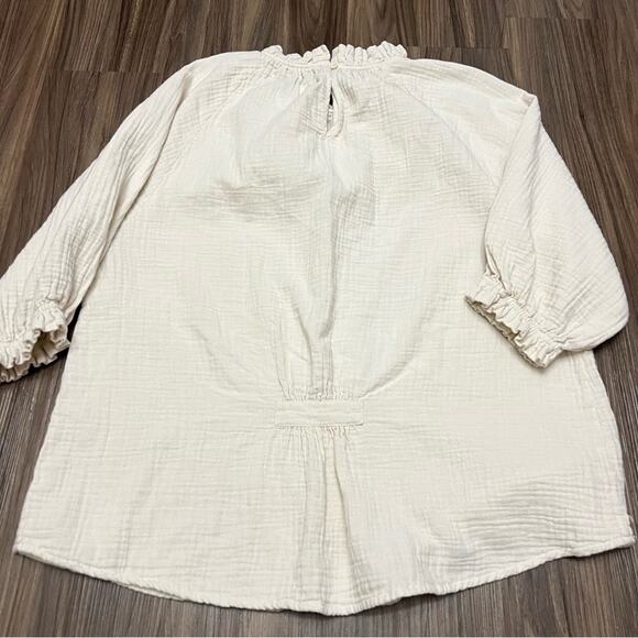 Anthro Sundays Alex Gauze Top 2 Women Cottagecore Coastal Grandmacore Natural - Picture 9 of 9